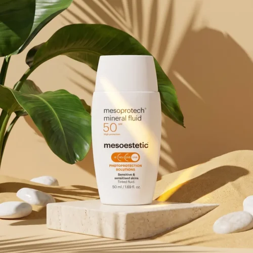 MESOESTETIC Mesoprotech mineral fluid SPF 50+ studio photo